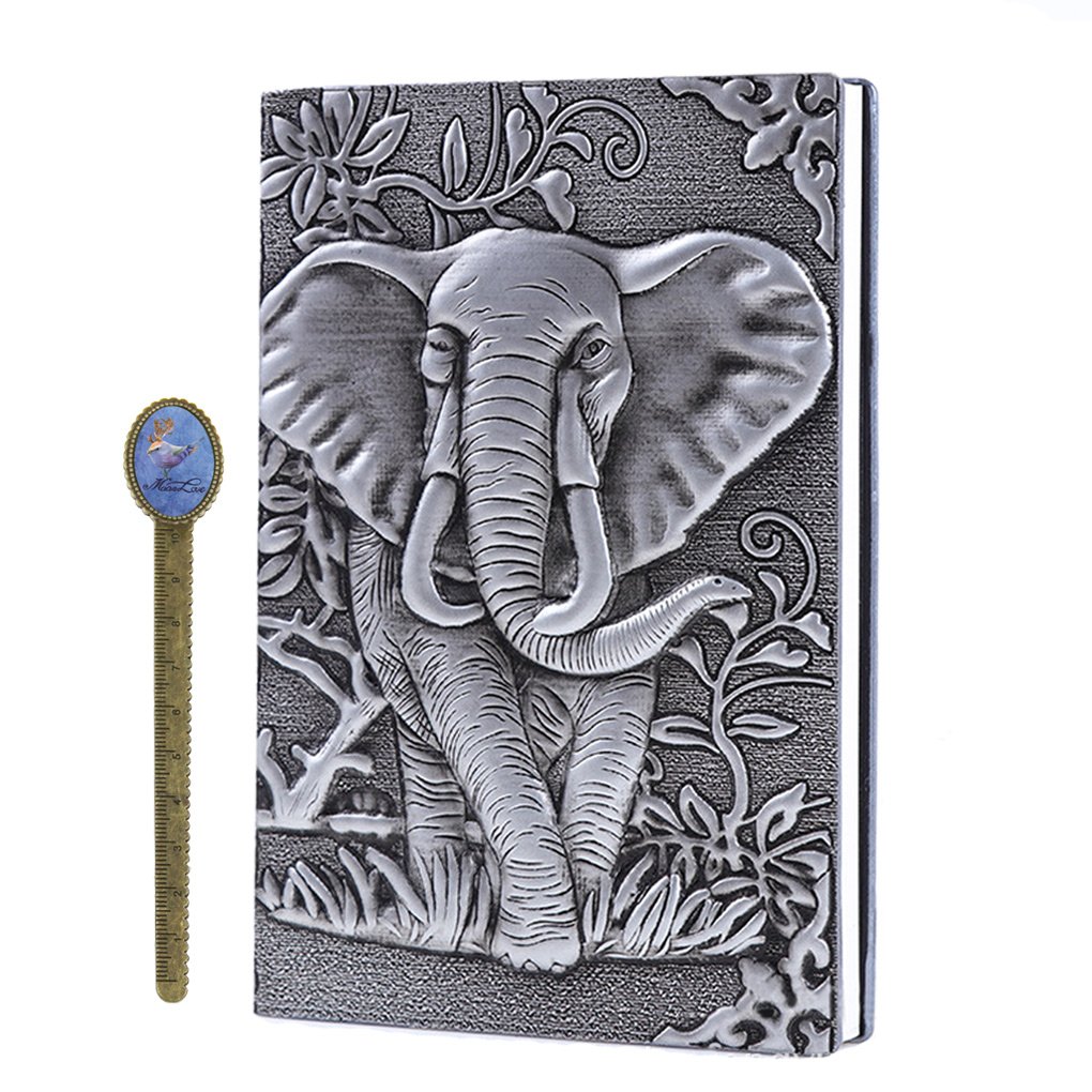 El cuaderno, Diario de escritura tapa dura con relieve elefante vívido cuero vintage A5, diario viaje, regla universitaria for libros gratis