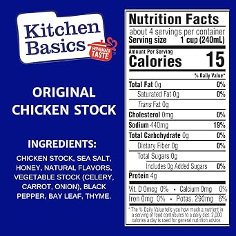 Kitchen Basics Original Chicken Stock, 8.25 oz Carton, Pantry Staple for Homemade Recipes, Perfect for Gravy or Side Dishes