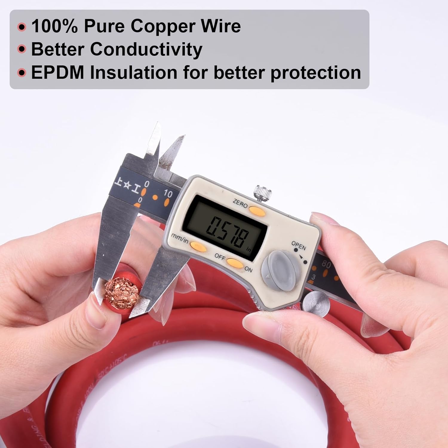 4/0 Gauge Battery Cable, 5F T Red + 5FT Black 4/0 AWG Pure Copper Wire Welding Cable, for Automotive, Battery, Solar and Generator, Standard USA OFC Wire