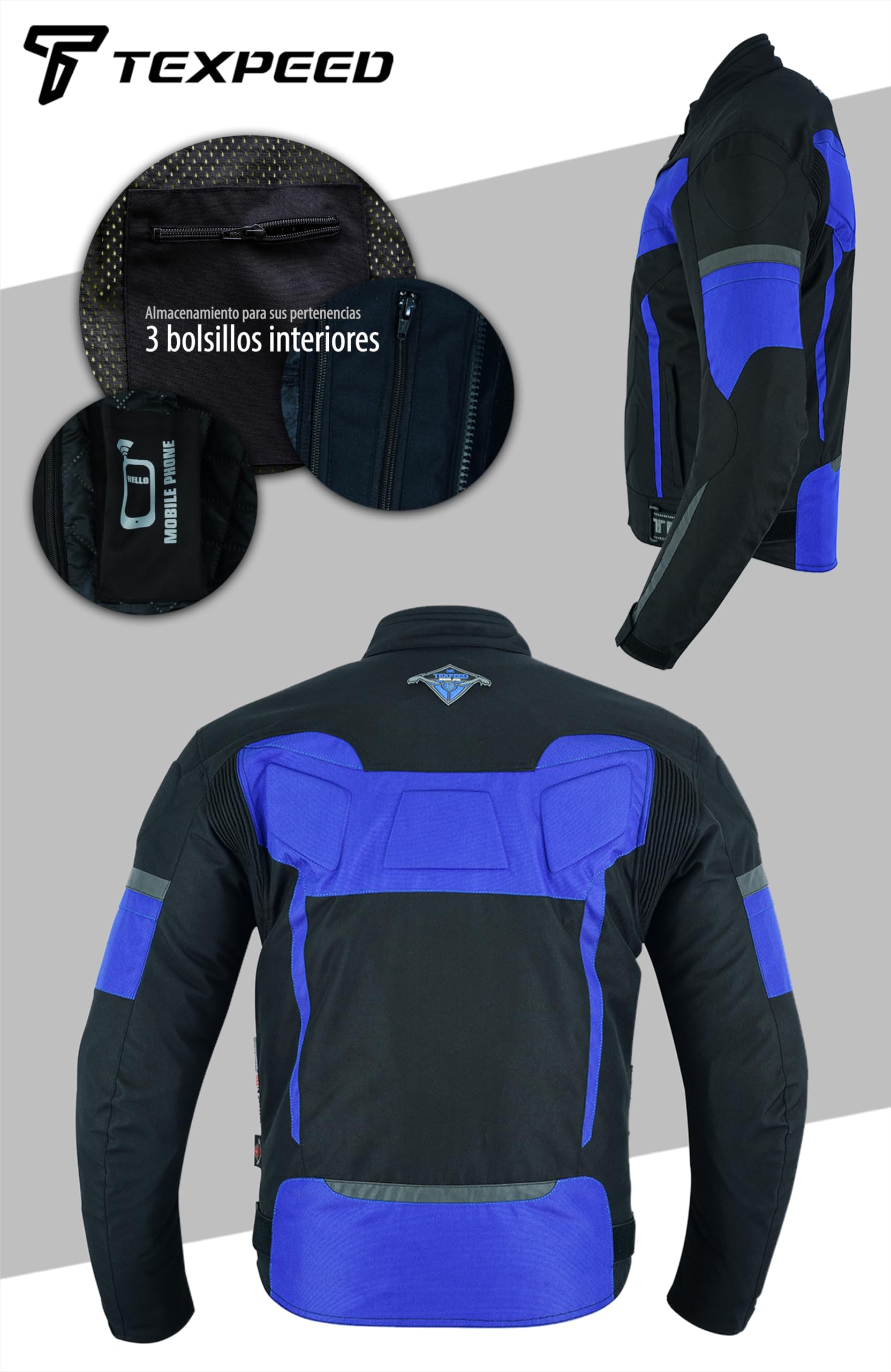 CHAQUETA DE MOTO EN CORDURA IMPERMEABLE 100% CON PROTECCIONES C.E, 3/4 - Foto 4