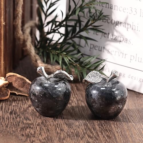 Miniatura 3 de Loveliome Estatua de manzana de labradorita natural, escultura de cristal curativo, adorno para el hogar, decoración de boda, 1 pulgada