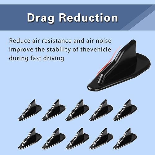 Miniatura 5 de Flygun 10 antenas de simulación de cola de aleta de tiburón para automóvil, difusor de techo antiestático de ABS autoadhesivo, estilo EVO,