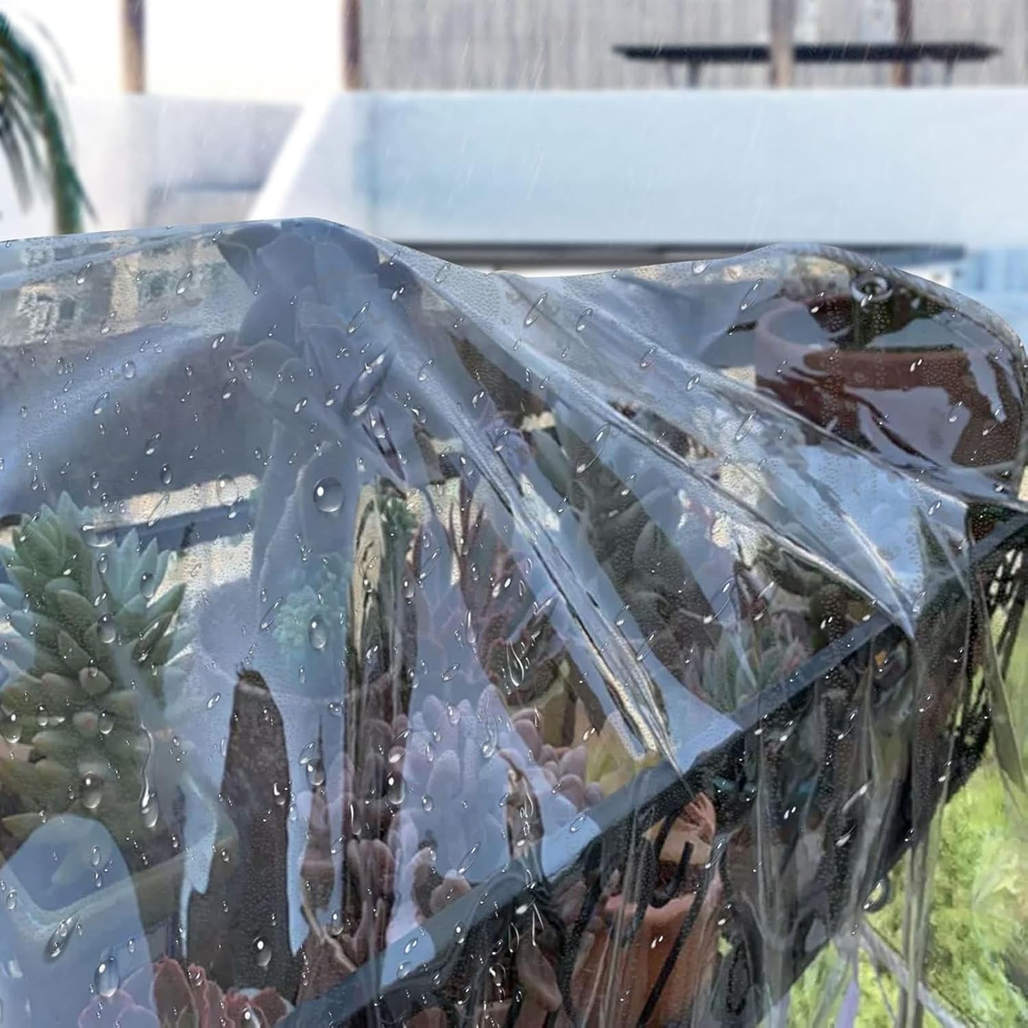 Clear Heavy Duty Tarpaulin Waterproof 420g/m² Clear Tarp with Eyelets, PVC Tarpaulin Windproof Tear Resistant for Garden, Gazebo(1.2x2.5m/3.94x8.2ft)