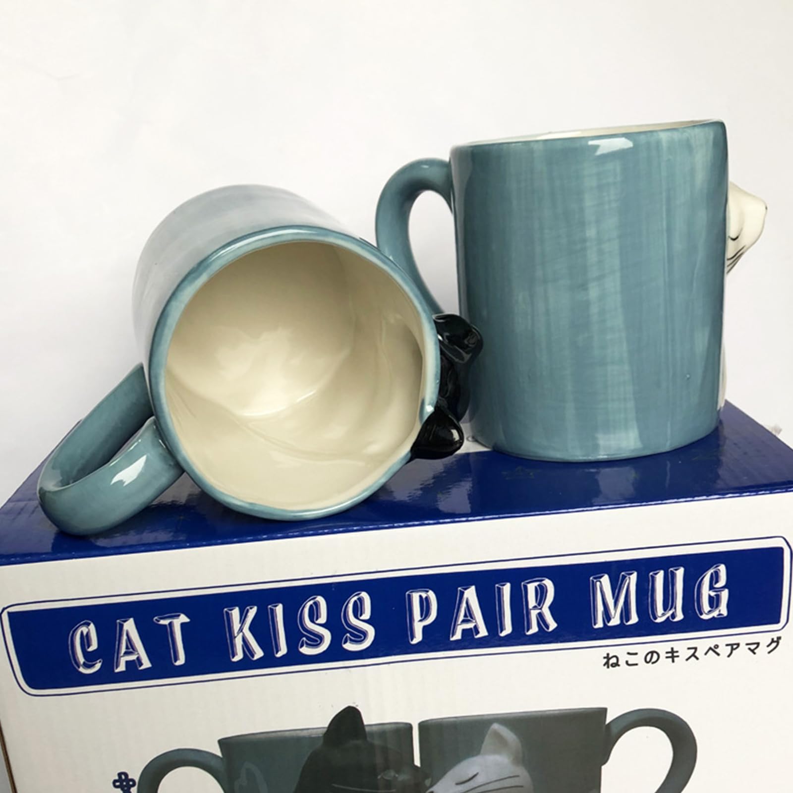 soulnioi Cat Kissing Pair Mug Set/Coffee Cups, Cat Lover Couple Mug Set, Gifts for Men/Women/Couple (350ml) - Image 4