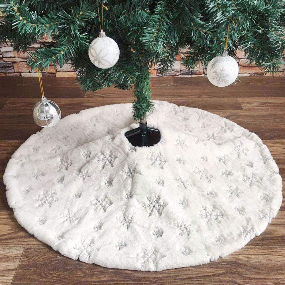 Weihnachtsbaum Rock 90cm Weiß - Plüsch Baumdecke Filz Teppich