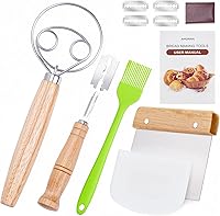 AHUAWA Danish Dough Whisk Set: Sourdough Bread Lame, Bench Scraper, Pastry Brush - Pro Bread Making Tools Kit