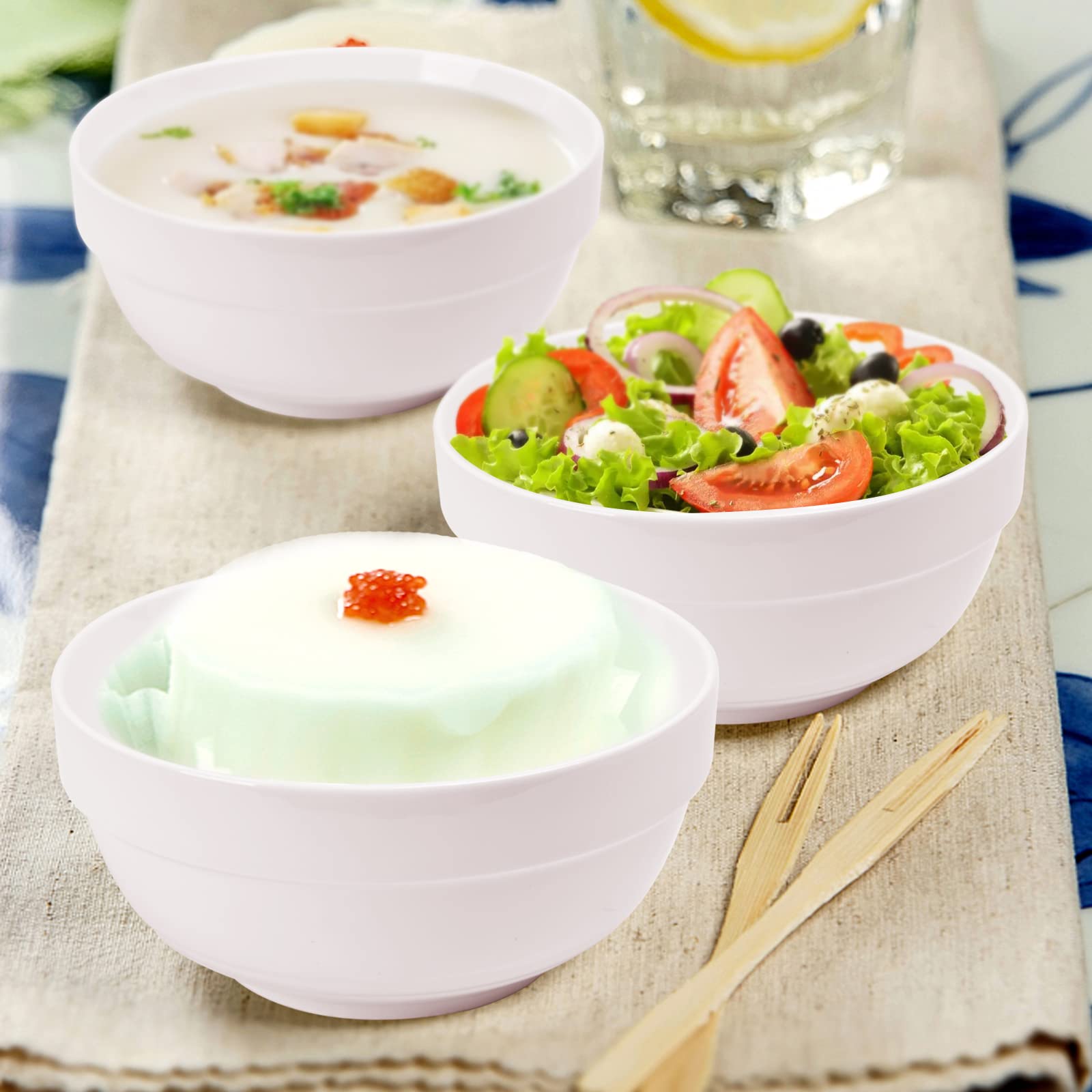 Zestaw miseczek – miseczki deserowe na musli, 800 ml – 6-częściowy zestaw porcelanowych miseczek na musli, desery, owsianki, przekąski, ryż, zupy, ramen, makaron, ceramika, biała, Ø 15 cm