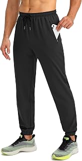 Men's Lightweight Jogger Pants Athletic Workout Running Pants Tapered Joggers for Men with Zipper Pockets