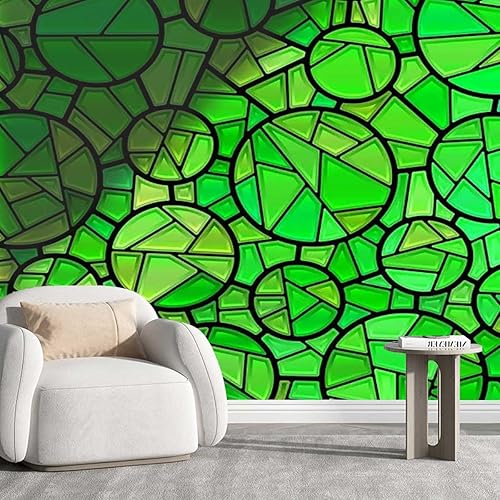 Papel tapiz autoadhesivo verde para decoración de mosaicos retro para sala de estar, apto para bricolaje (40 pulgadas de ancho x 31.5 pulgadas de