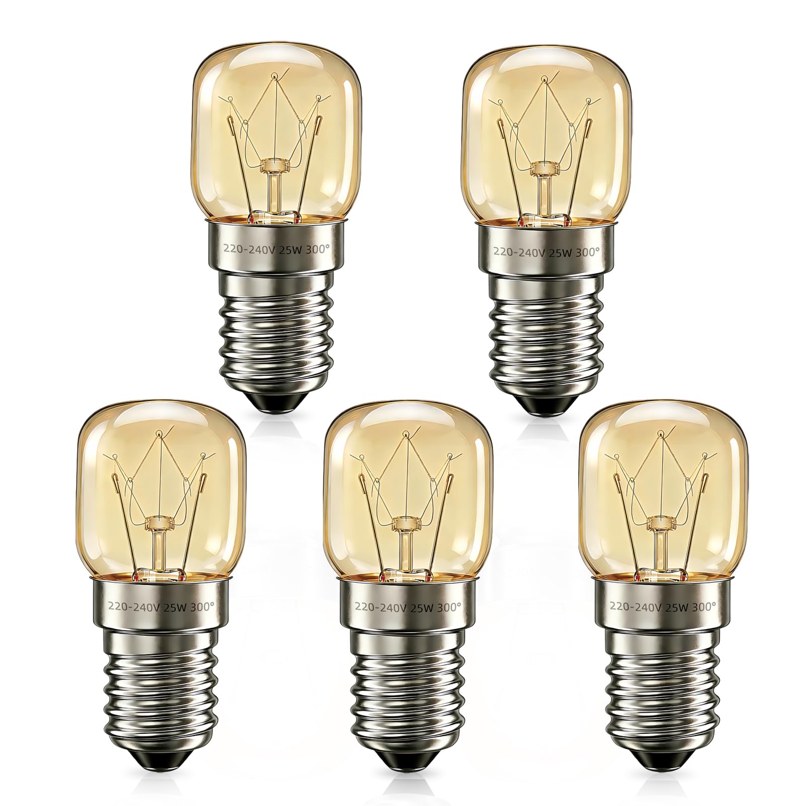 E14 Glühbirne Backofen 300 Grad Hitzebeständig Dimmbar, T22 SES E14 Sockel Backofenlampe Warmweiß 2700K, Ofenlampe mit T22 Kapsel , Pygmy Lampen für Mikrowellen/Ofen/Salzlampe/Kühlschrank, 5 Stück