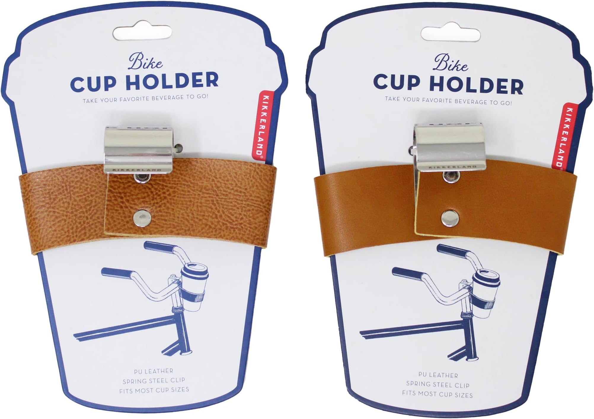 Kikkerland Porte-Café En Cuir Pour Vélo - Marron Classique - Tailles S M L
