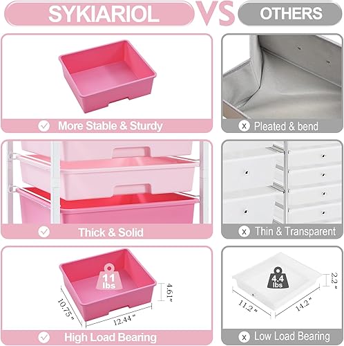 Miniatura 5 de SYKIARIOL Carrito utilitario con 5 cajones, carrito de almacenamiento con mesa de madera y ruedas con cerradura, carrito de almacenamiento para