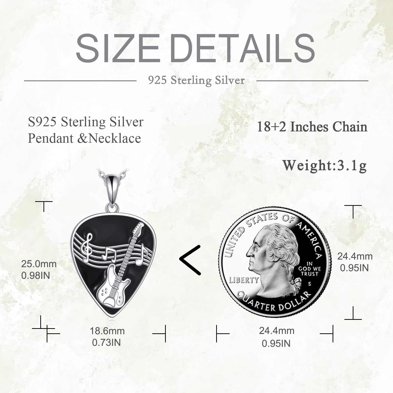 POPLYKE Collana per chitarra, in argento Sterling 925, per uomo, donna, musica ispirata, rock, regalo musicale per chitarristi, amanti della musica