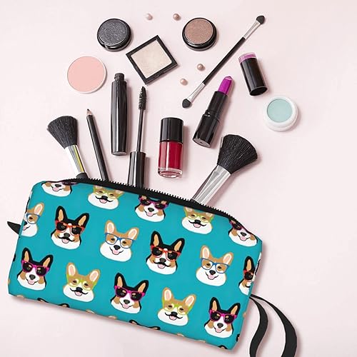 Miniatura 6 de BREAUX Lindo Corgi gafas y bigotes imprimir bolsa de cosméticos portátil con cremallera bolsa de cosméticos de viaje, organizador de viaje,