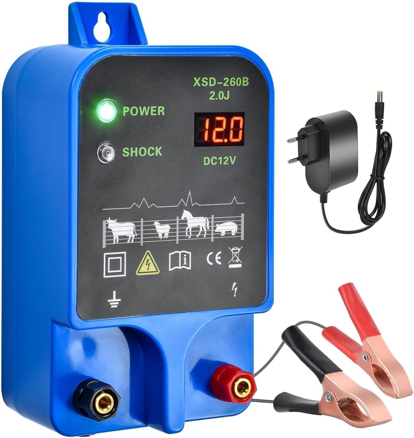 Pastor Electrico 10KM 2J Pastor Eléctrico para vallas Cerca Eléctrica Controlador 3Modos 230V Pastor Eléctrico de Poder Dispositivo Eléctrica Pastor para Granja Jardines Caballos Ganado Ovejas Cerdos