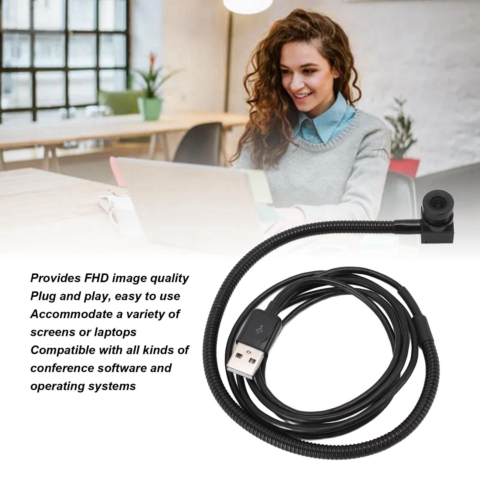 Cryfokt Webcam USB Centrale, Videocamera per Computer con Autofocus 2 MP
