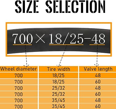BWSHLF Bicycle Inner Tube 700x18-25/25-32/35-45, Road Bike Replacement Inner Tubes with 48mm & 60mm Presta Valve - 6 Pack