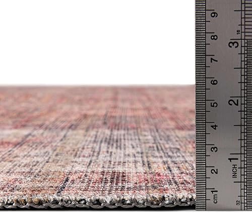 Miniatura 4 de Rugs.com Nostalgia Collection - Alfombra lavable de 5 pies 3 pulgadas, alfombra octagonal de tejido plano rojo óxido y marrón, perfecta para salas