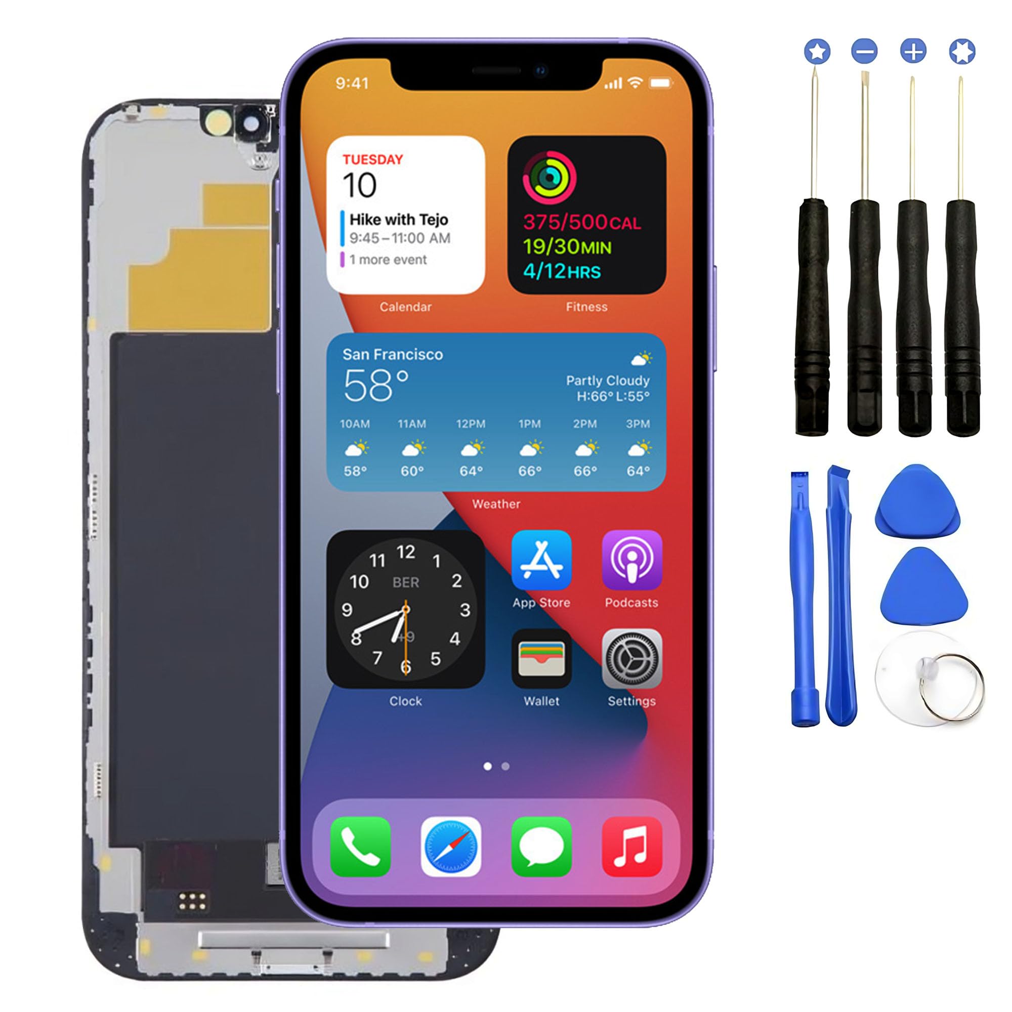Écran OLED pour iPhone 12 Pro Max, 6.7" Full HD, Tactile 3D avec Assemblage Complet, Kit de Réparation Inclus, Protecteur d'Écran, Compatible Modèles A2342 A2410 A2411 A2412