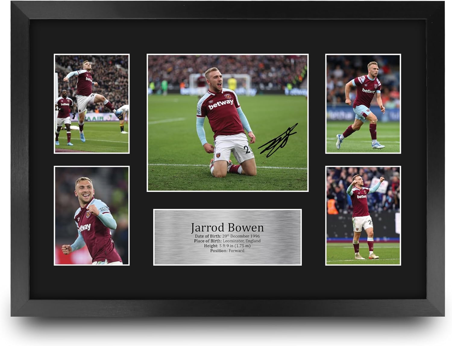 HWC Trading Jarrod Bowen Hammers 16 x 12 inch Printed Memorabilia Signed Autograph Photograph Display for Soccer Fans and Supporters - 16" x 12" Framed