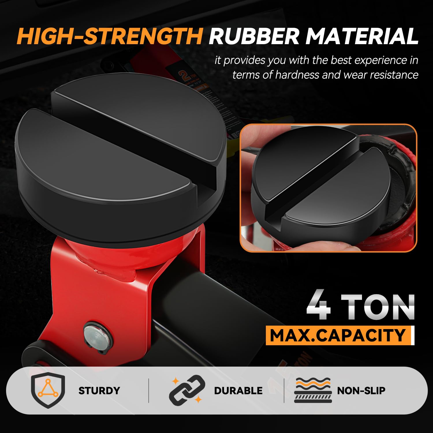 Auto Dynasty 2pcs Floor Jack Rubber Pad Universal Jack Pad Adapter Slotted Frame Rail Protector Pads for Floor Jack, Trolley Jack, Vehicle Lift and Axle Stand, 2.48