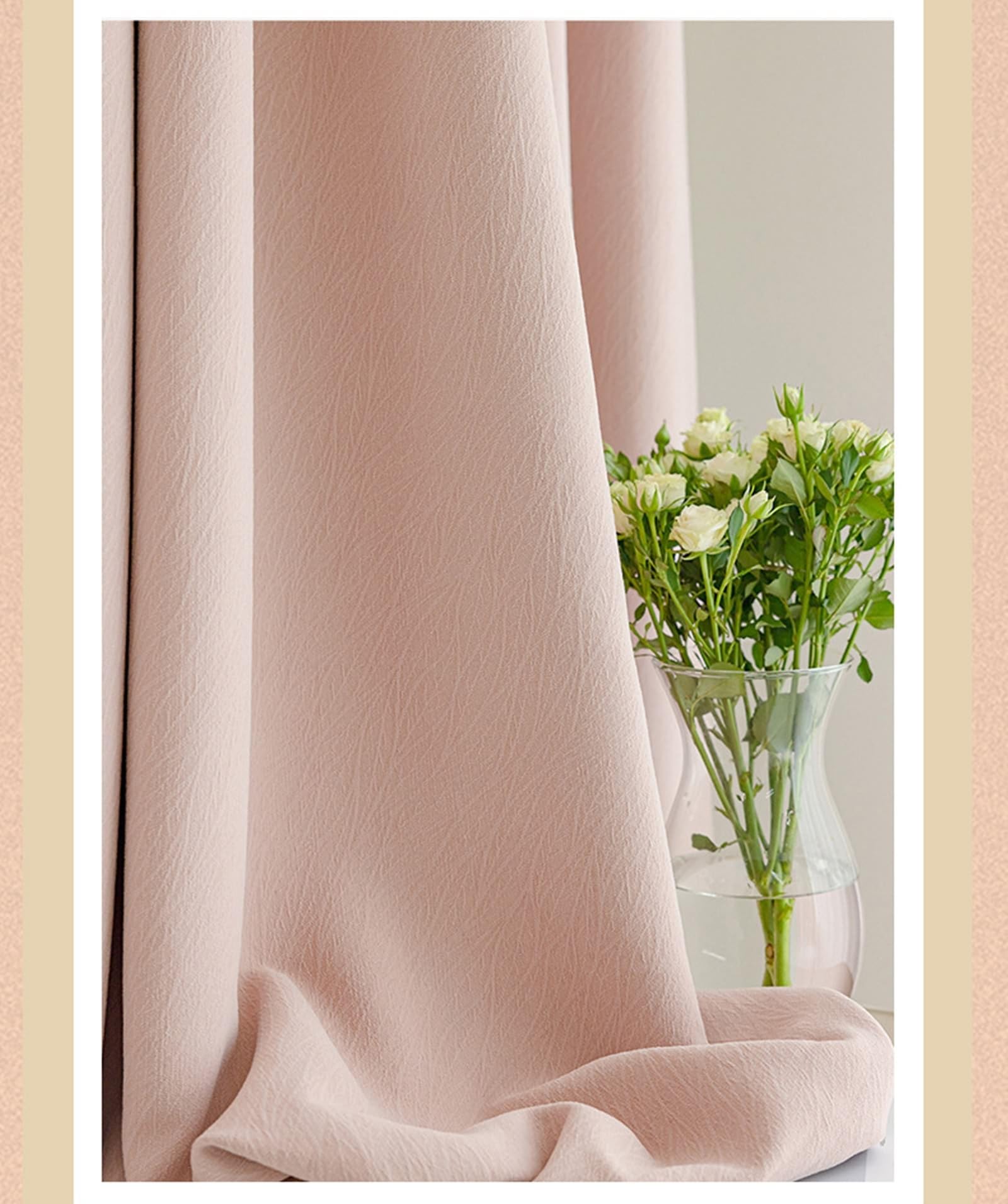 Rideau chambre occultant contre la lumière | Tissu chenille rose thermique