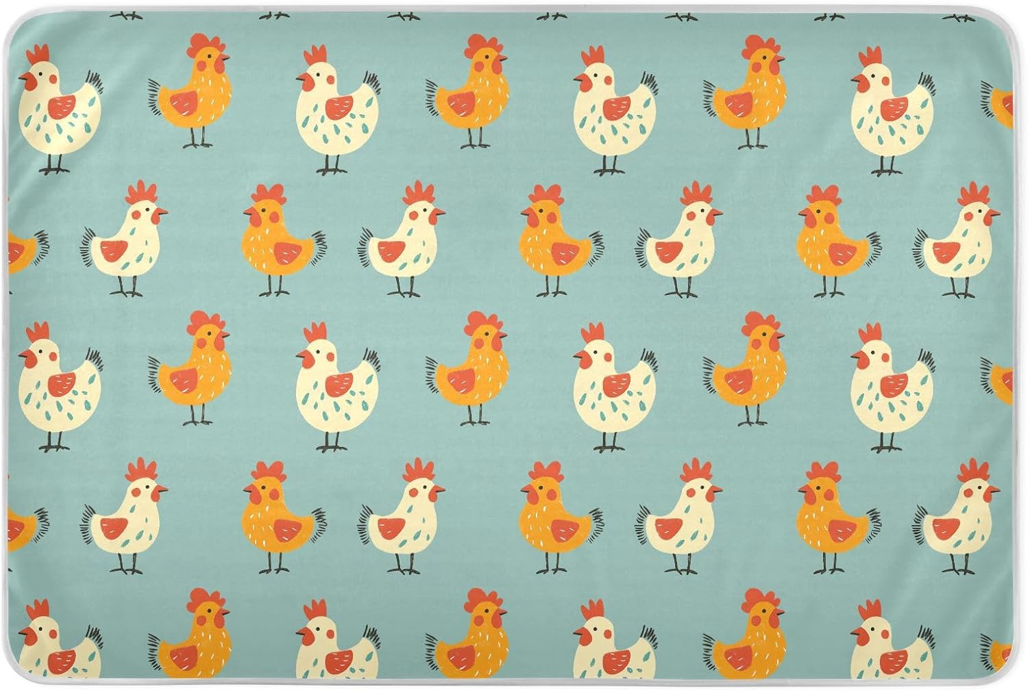 Cartoon Cute Chicken Blue Extra Large Resuable Bed Underpads Water Resistant Potty Training Mattress Pad Anti-Lip Cradle Mattress for Kids Adults Pets , 52" L x 34" W