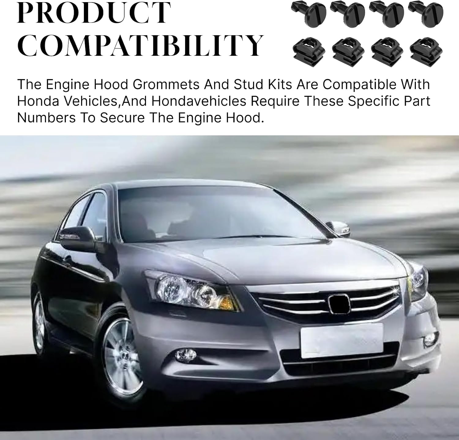 Engine Cover Grommet Kit 91501-SS8-A01 & 91601-SS8-A01 for Honda, Engine Exterior Cover Mounting Stud Plastic Fastener, Undertray Wheel Arch Screws Clips Replacement