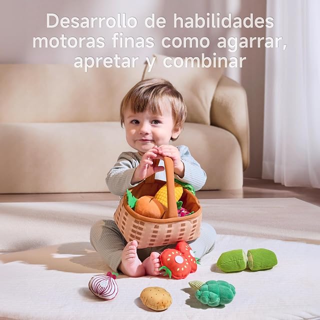 Foto 3 de 7 de TUMAMA Cesta De Verduras Juguetes, Productos Compras Cocina para Juegos De rol, Pepinos, Tomates, Zanahorias