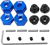 Aluminum Alloy 12mm Wheel Hex Hub Drive Adapters wLock Nuts Compatible with Horizon ECX 110 Ruckus Axe Brutus Circui AMP MTDBAMP Crush 2WD RC Car Dark Blue