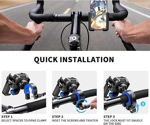 Miniatura 3 de Soporte para teléfono y bicicleta - Soporte de teléfono duradero para bicicleta y motocicleta, soporte de teléfono de bicicleta, se adapta a todos