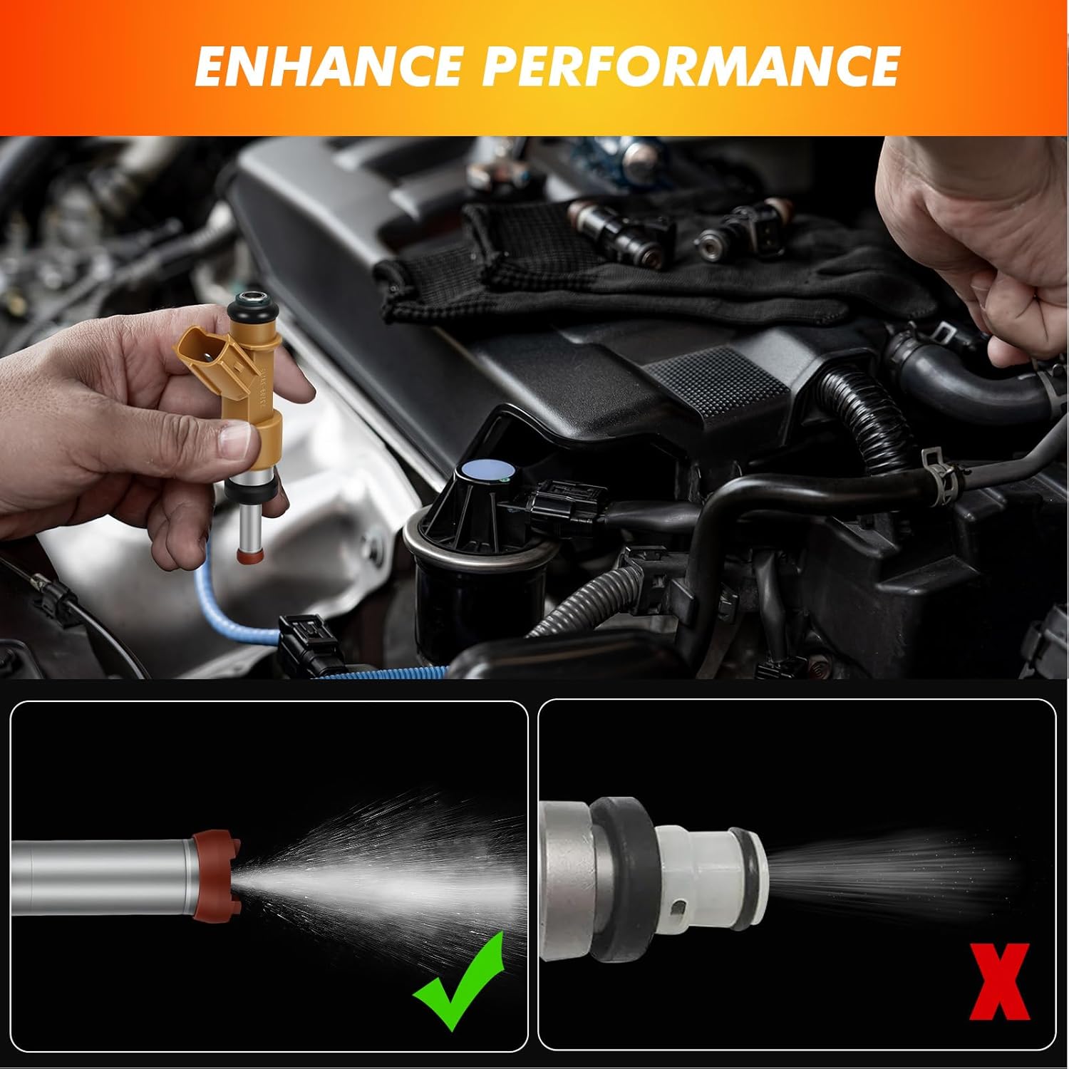 2010-2019 6Pcs Fuel Injectors Compatible for Toyota 4Runner 2010-2019 FJ Cruiser 2010-2014 Tundra 2012-2014 4.0L V6 Replace 23209-39215 FJ1087