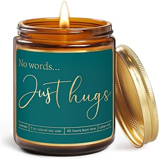 Sympathy Gifts for Loss of Loved One,No Words Just Hugs Sentiment Candle,Bereavement Gifts,Condolences Gift,Thinking of You,Get Well Soon,Cheer Up Comfort Condolence Candle