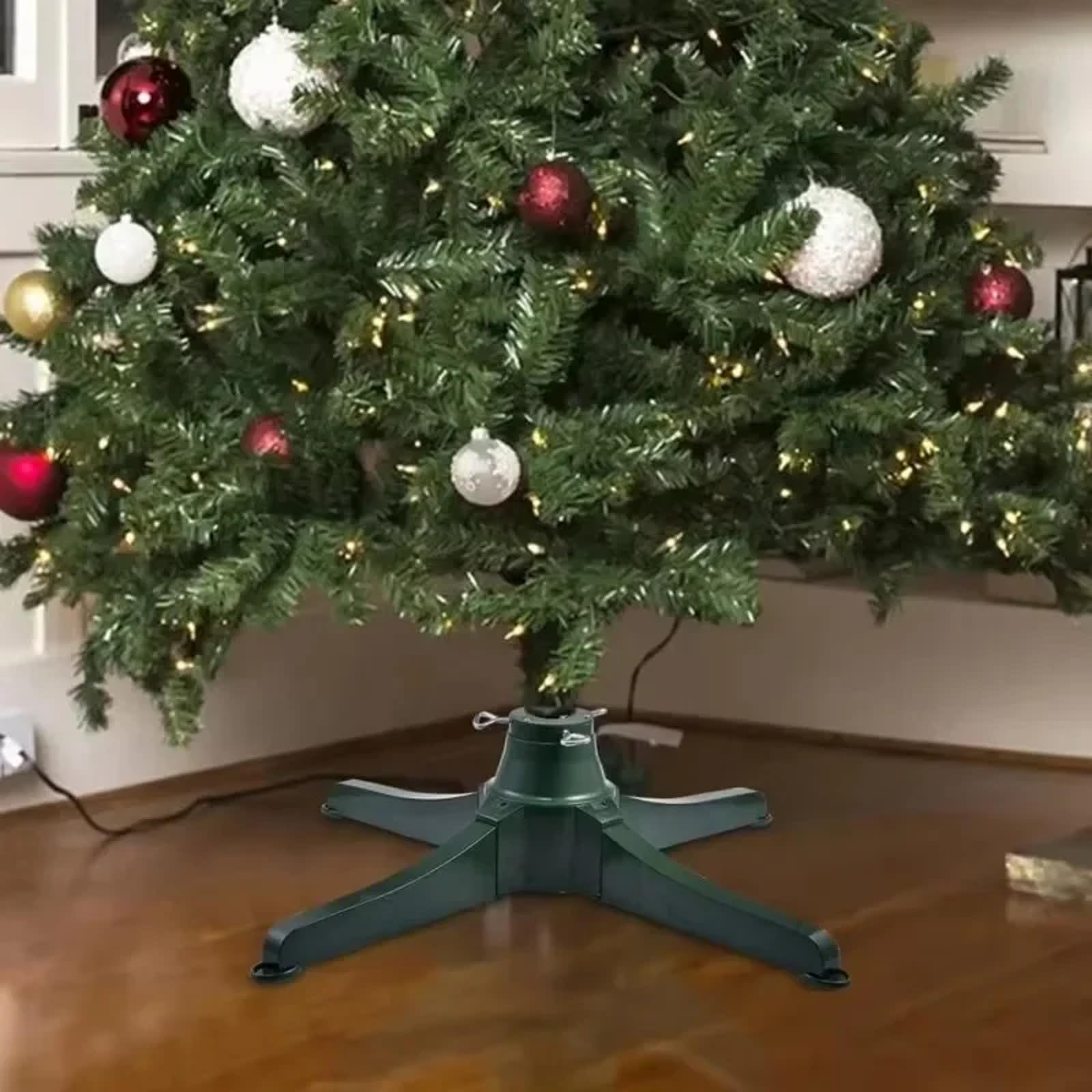 Rotating Christmas Tree Stand with Music, Drehbarer Weihnachtsbaumständer mit Musik, 360° drehbarer Christbaumständer, Musikalische rotierende Weihnachtsbaumständer für Party Dekoration (65cm)