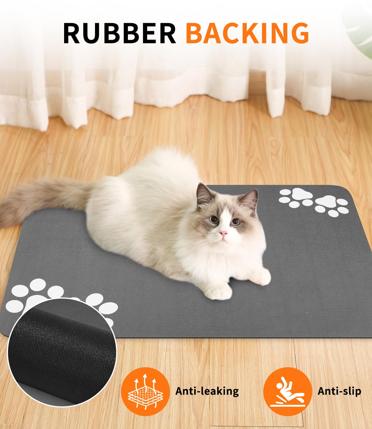Tappetino Sotto Ciotola Gatto Tappetino Ciotole Cani 60x40 Cm - Assorbente E Antiscivolo - Diatomite Impermeabile - Per Cibo E Acqua Animali Tappetino Cibo Cani - 5