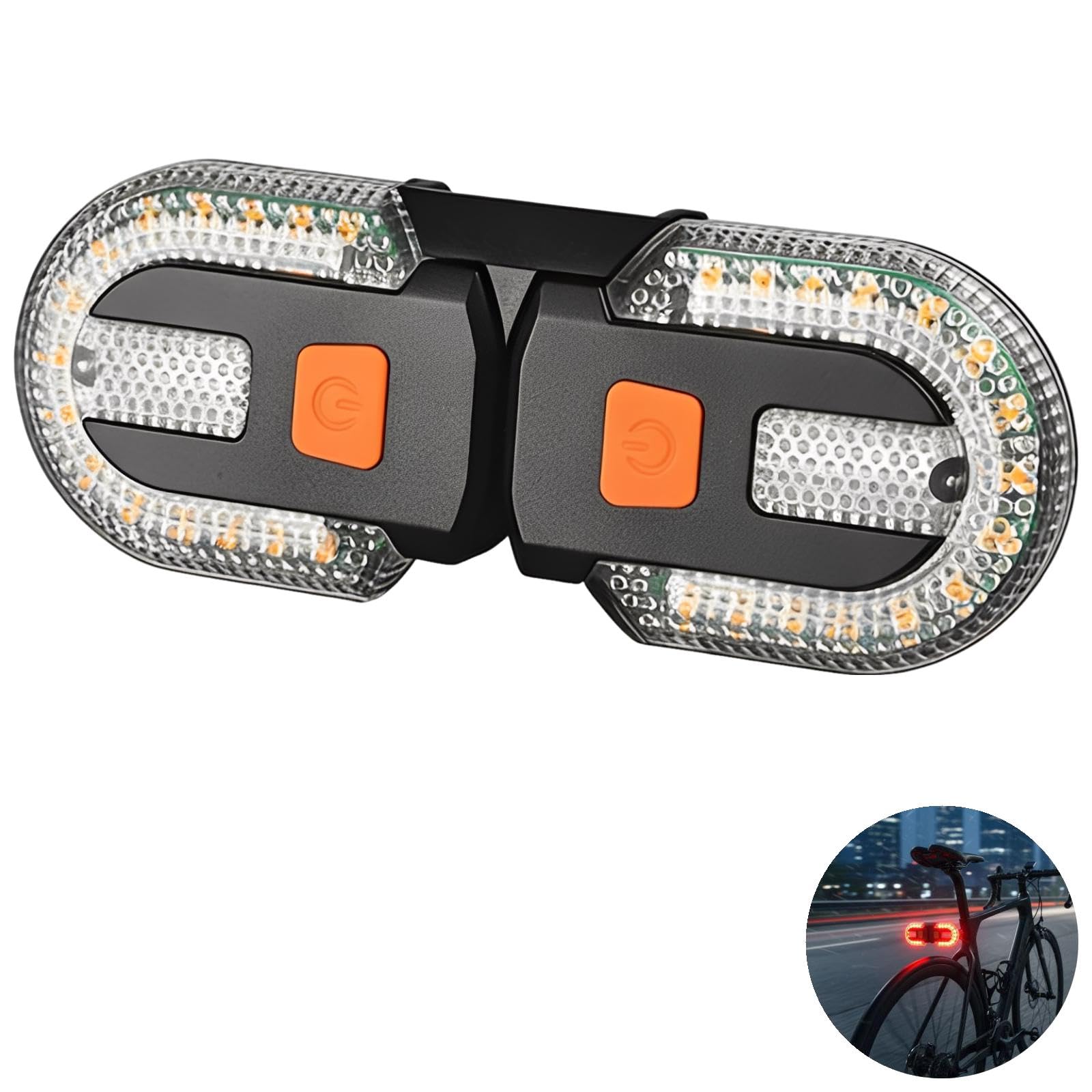 4 Rücklichter mit Blinkern, kabellose Steuerung, USB-Ladegerät, ABS-Gehäuse für Sicherheit