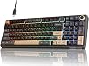 RK ROYAL KLUDGE R98 Pro teclado mecánico alámbrico, teclado gamer cremoso 96% RGB retroiluminado con teclado numérico y perilla de volumen, montaje gasket, keycaps PBT perfil MDA, switch lineal pre-lubricado intercambiable en caliente 1