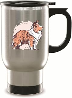 Hand Drawn Collie Pup Pet Gift for Dog Lovers 14oz Steinless Steel Travel Mug
