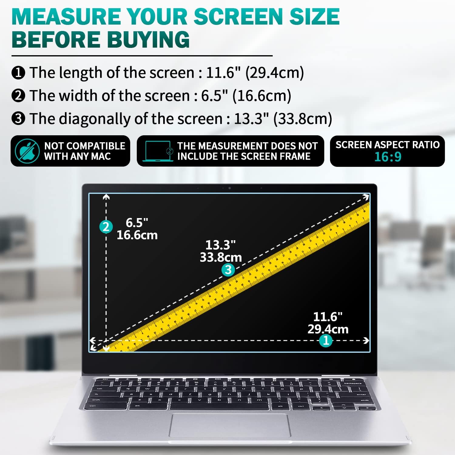 F FORITO 2-Pack 13.3 inch 16:9 Anti Blue Light Laptop Screen Protector, Anti Glare & Anti Scratch Screen Filter Compatible with 13.3” Lenovo/ASUS/Dell/HP/Acer/HP/SAMSUNG with 16:9 Aspect Ratio
