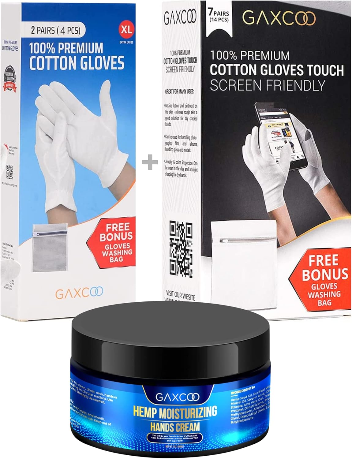 XL moisturizing Gloves 2 Pack, Touch Screen Friendly Gloves and Eczema Cream 8oz : Beauty & Personal Care