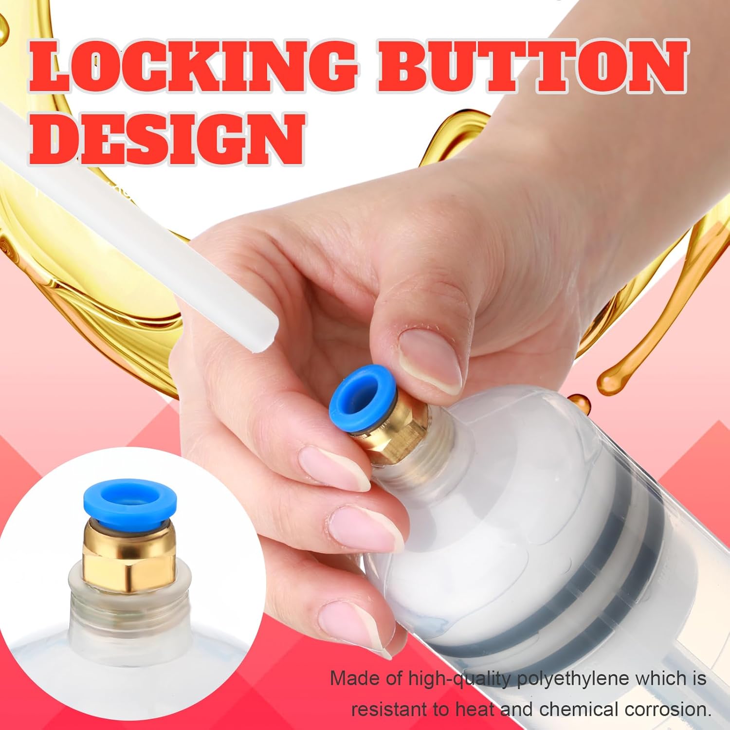 Lothee 2 Pack 500cc Automotive Fluid Extractor Pump Oil Extractor Hand Syringe Pump with Hose Manual Suction Vacuum Fuel Car Transfer for Power Steering, Hydraulic Fluid(Red)