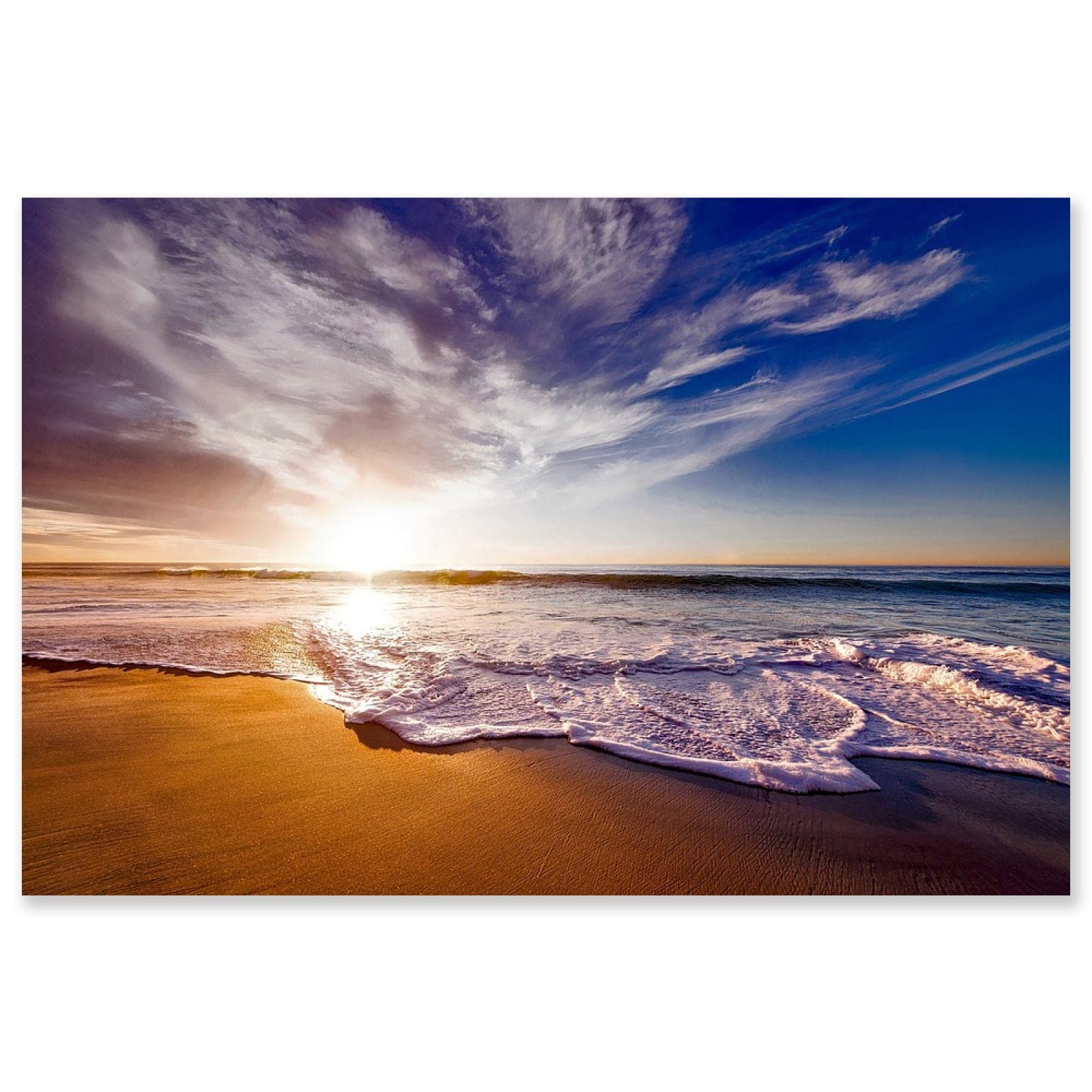 Apcgsm Bilder Ocean Beach. Bild auf Leinwand Strand Nature. Sonnenuntergang Meeres. Wandbild Leinwand Landschaft,Leinwanddrucke Kunstdrucke. Gerahmt fertig zum Aufhängen. 60x90cm(23,6x35,4") gerahmt