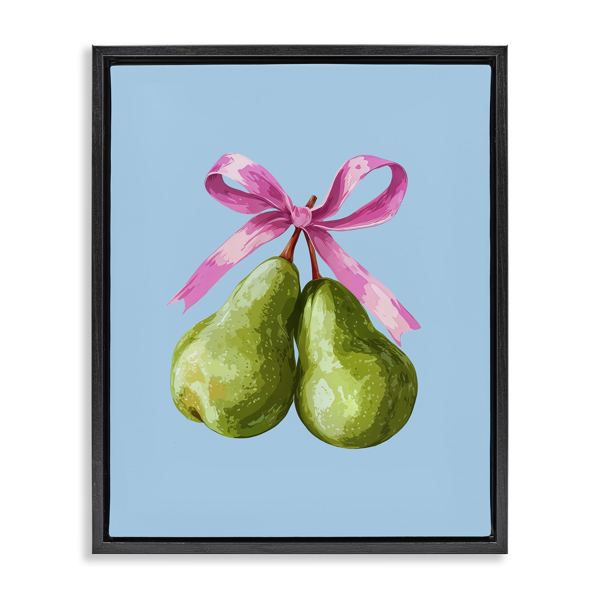 Stupell Industries Jet Black (Matte) Twin Pears With Ribbon, 16 X 20 Inch Canvas In Floater Frame