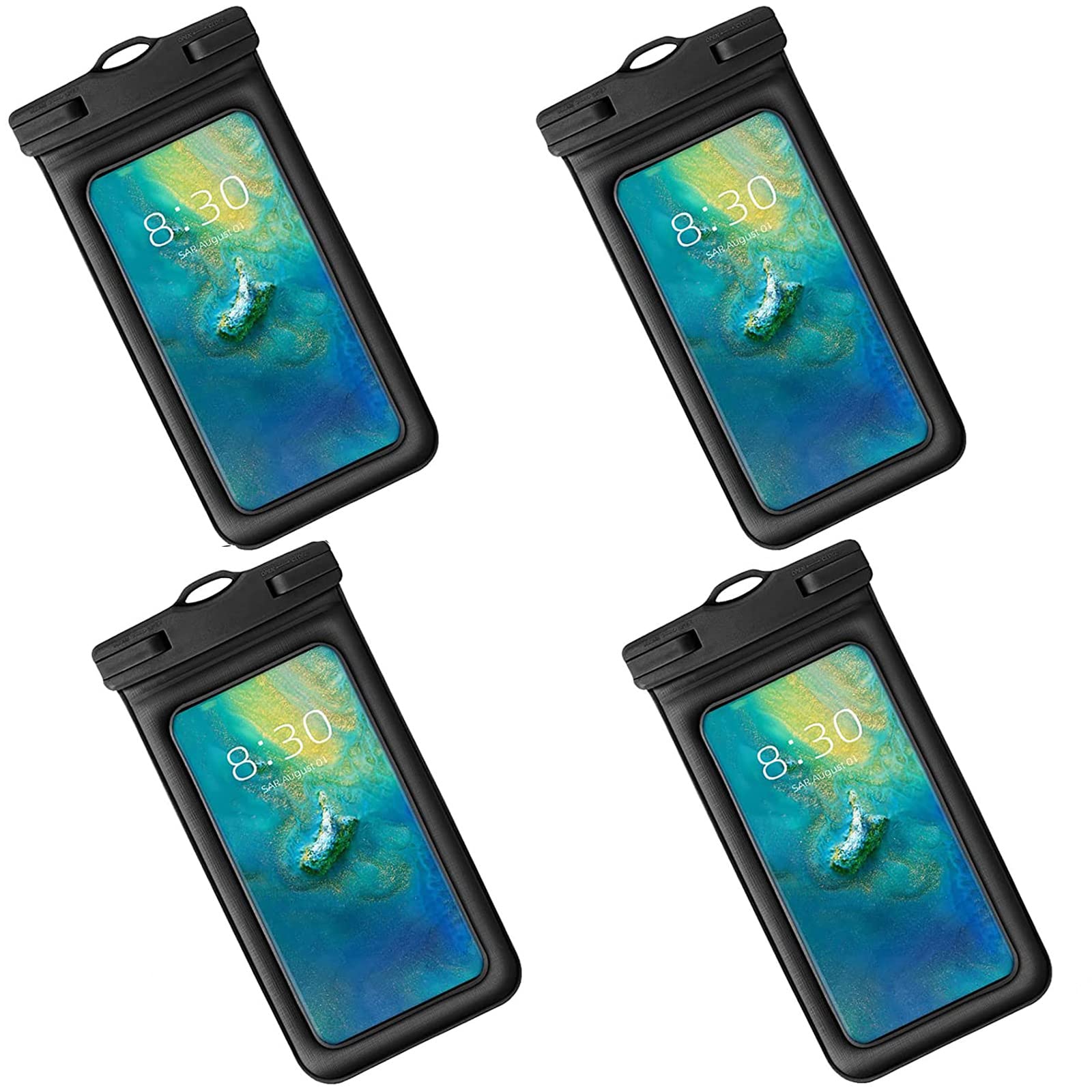 Pochette de téléphone étanche IPX8 (lot de 4 étuis) pour natation et kayak