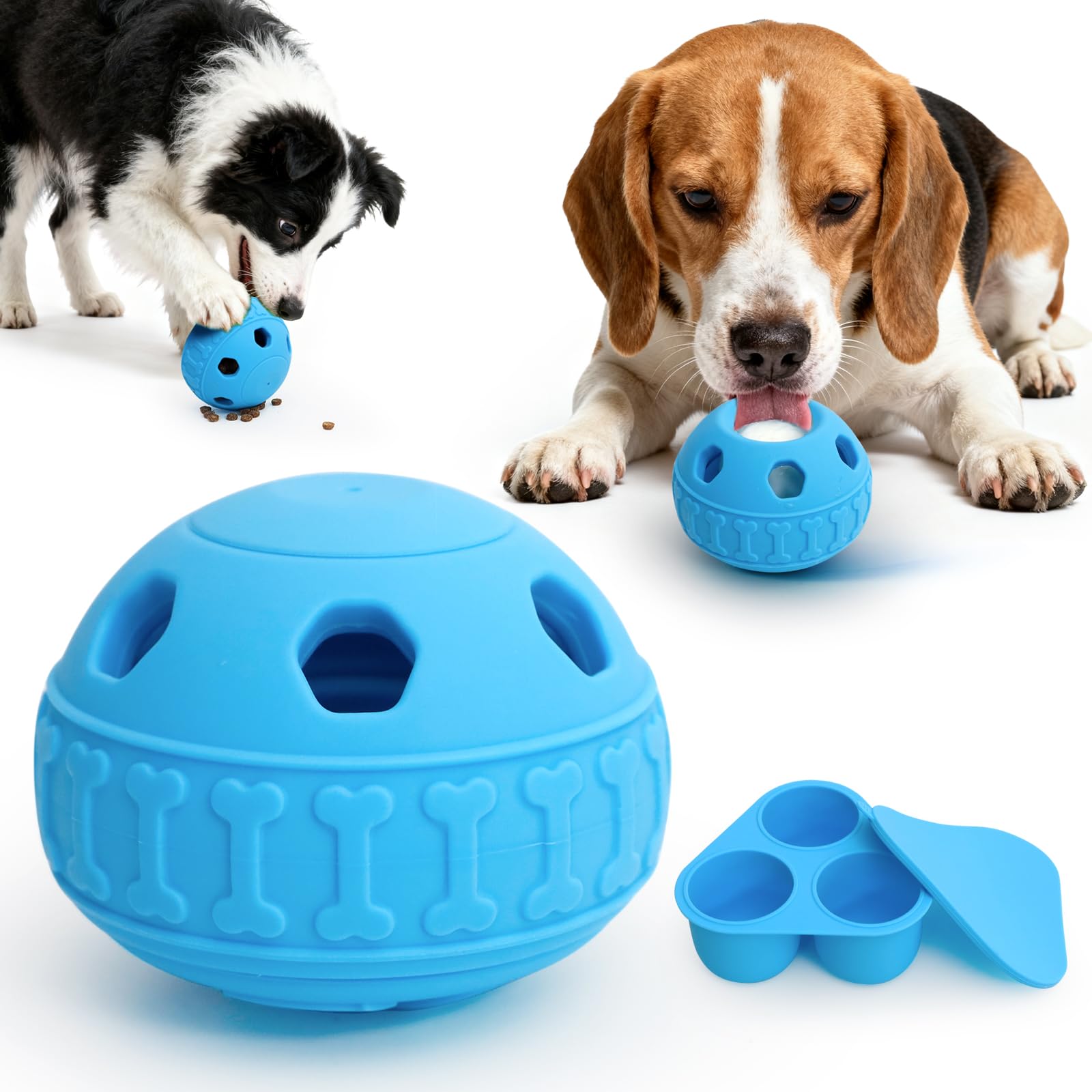 IFOYO Frozen Treat Dog Toy Ball for Small to Medium Dogs, Silicone Enrichment Dog Toys to Keep Them Busy, Reduce Anxiety, Puzzle Treat Dispensing Dogs Toys for Slow Food Training, Easy to Clean