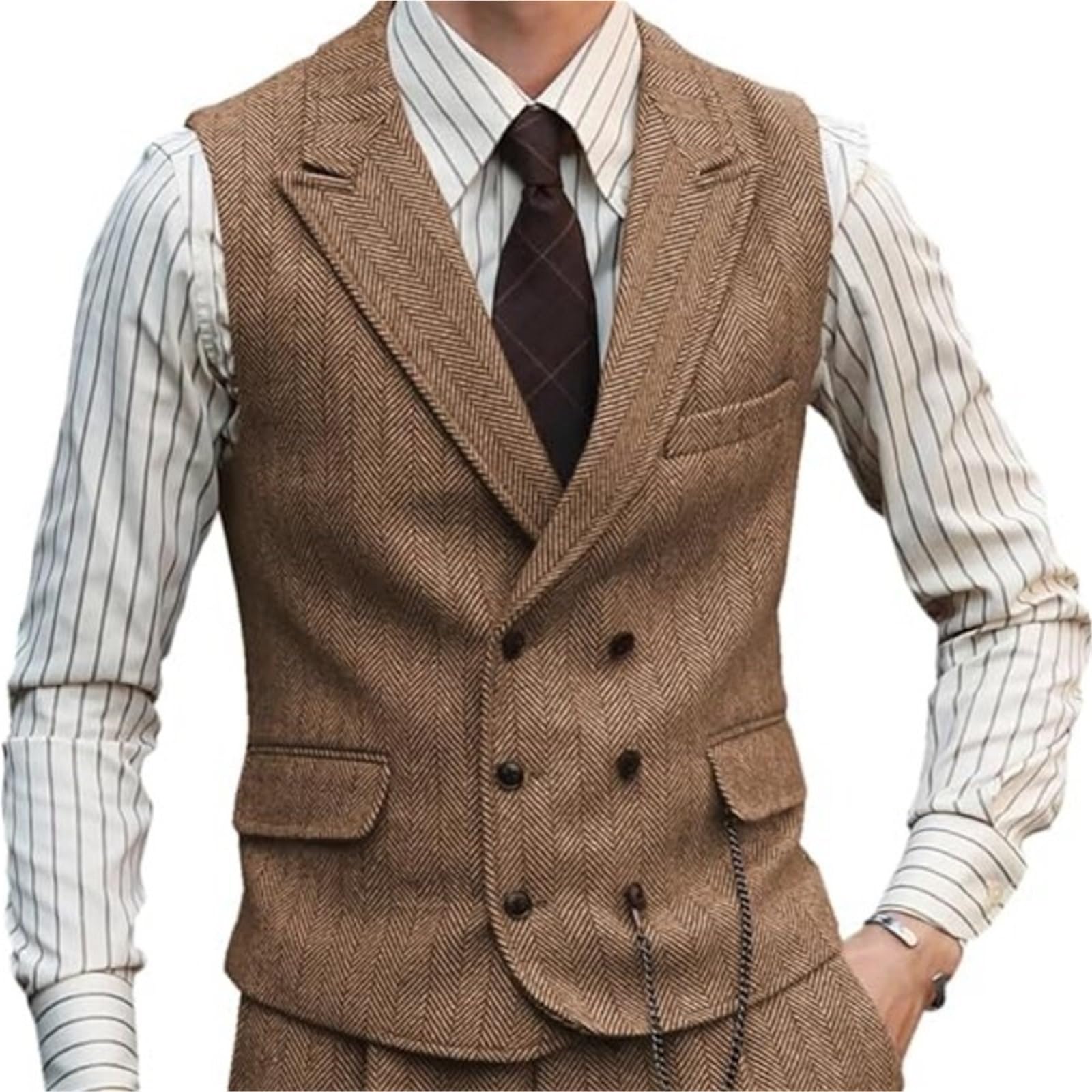 Gilet da uomo in pelle scamosciata marrone lavoro vintage regolare slim banchetto Per matrimoni, eventi aziendali
