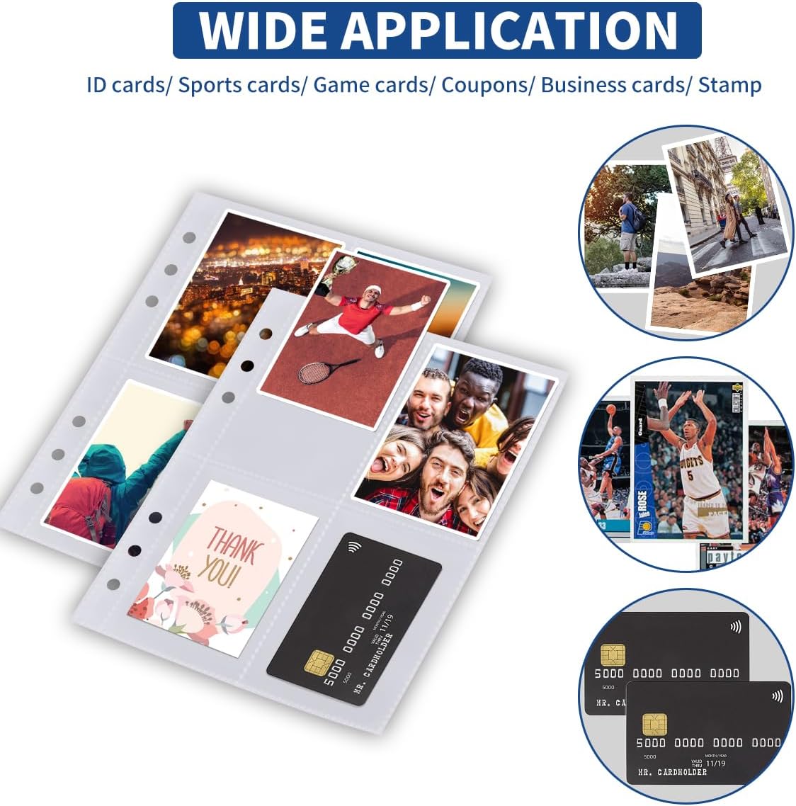640 Pockets 6 Ring A5 Binder Sleeves,  Premium 4 Pocket Card Binder Sleeves, 2.5x3.5 Double Side A5 Inserts for 6 Ring Binder, A5 Small Plastic Sleeves for Trading, Baseball Card, Photocard thumbnail