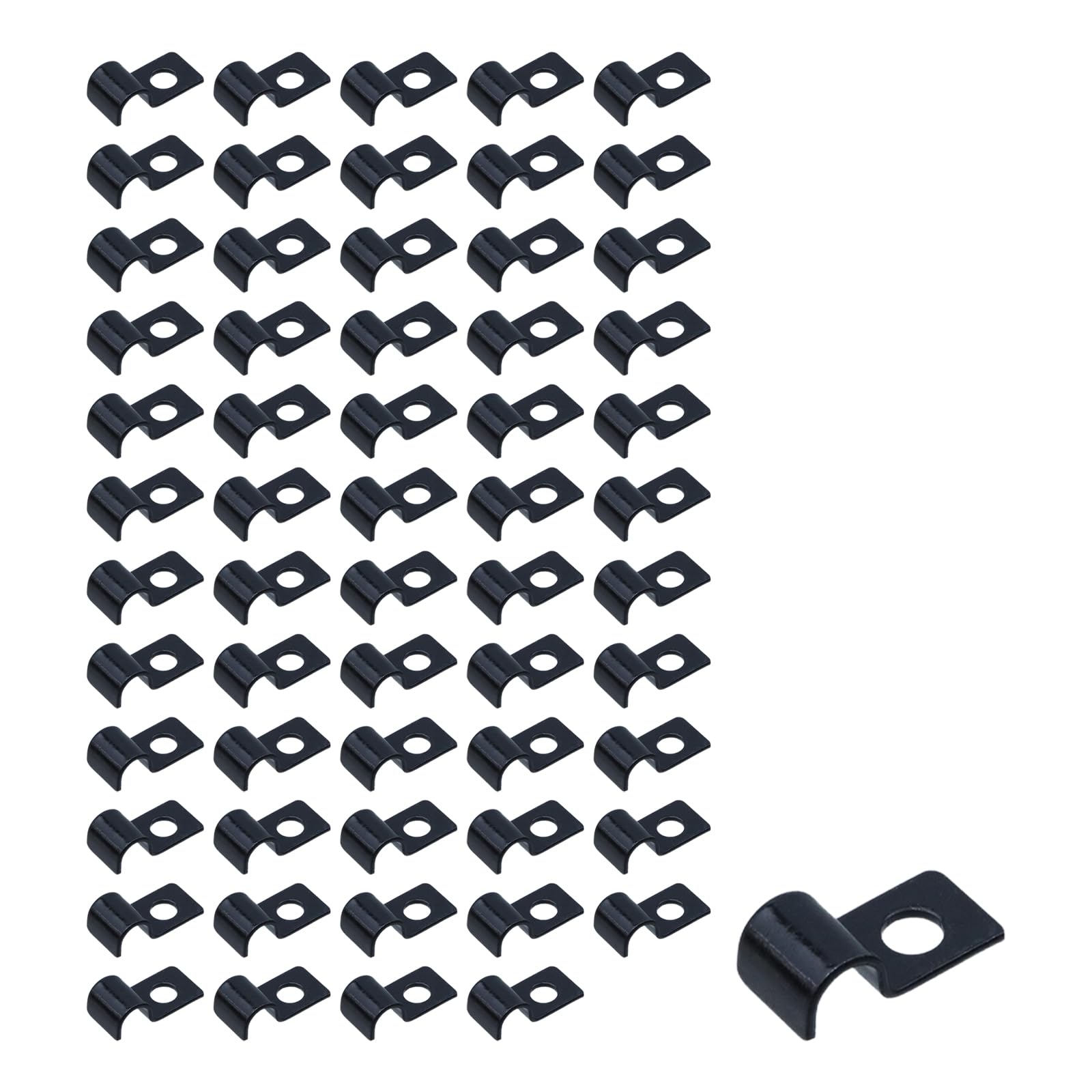 5/16 Inch Conduit Straps 60Pcs, One Hole Strap Clamps for Tube, Plumbing, and Electrical Cable, Pipe Fixing, Heavy Duty Black Zinc Plated Iron R Shape Bracket for Secure Installation