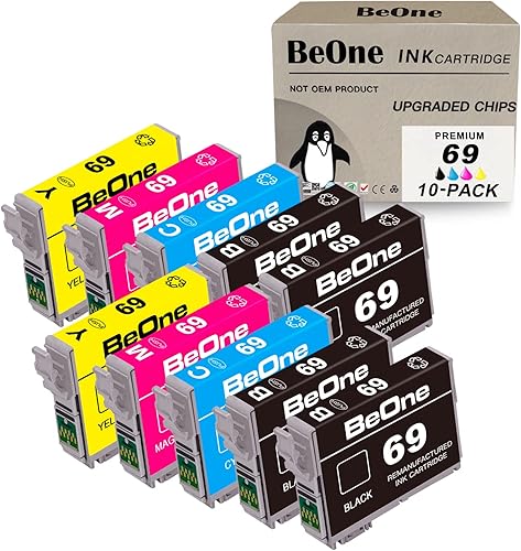 BeOne Cartuchos de tinta T69 de repuesto remanufacturados para Epson 69 T069 paquete de 10 para usar con Stylus NX100 NX110 NX215 NX300 NX400 NX415