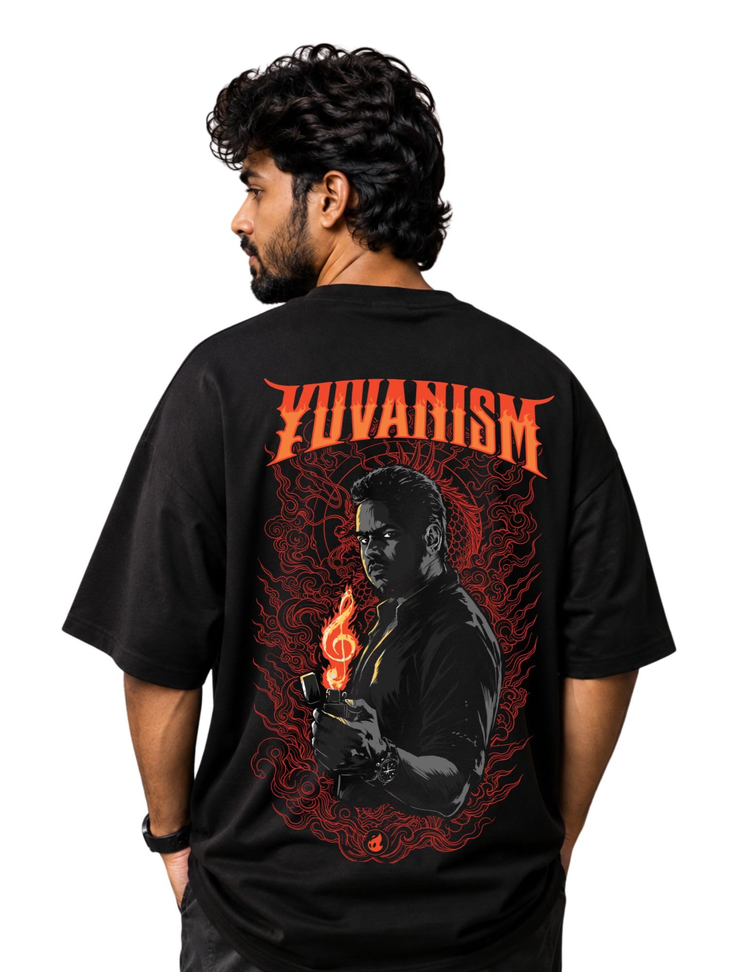 Yuvanism Oversized T-Shirt for Men | Yuvan Shankar Raja Fan Tshirt | Yuvan Music Lover Graphic Printed T Shirt | Tamil Streetwear & Tamil Music Tshirts | Black